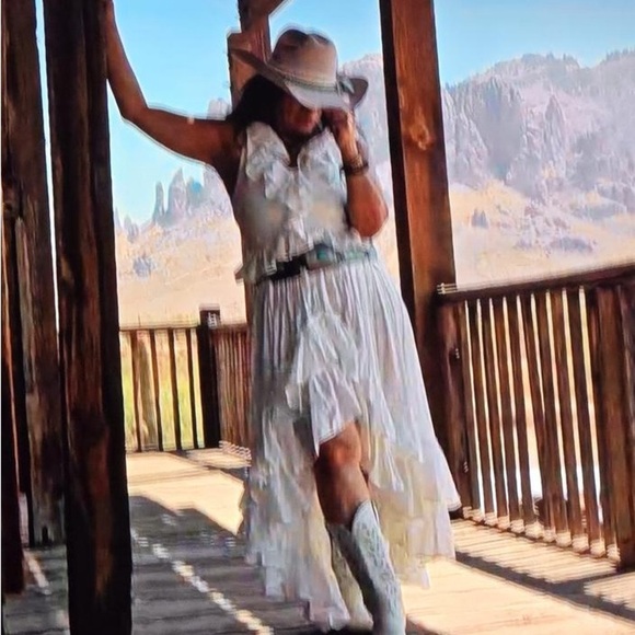 Free People Sunsational Midi Elegant White Ruffled Dress Small Nwt - Picture 14 of 14